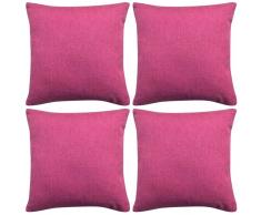 vidaXL Fundas de cojín 4 unidades apariencia de lino 50x50 cm rosa