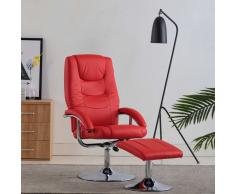 vidaXL Sillón reclinable con reposapiés cuero sintético rojo