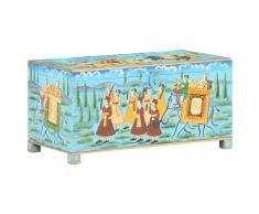 vidaXL Caja almacenaje pintada a mano madera maciza mango 80x40x40 cm