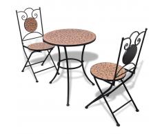vidaXL Set de mesa y sillas de jardín 3 piezas con mosaico terracota