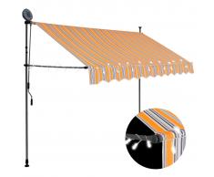 vidaXL Toldo manual retráctil con LED amarillo y azul 250 cm