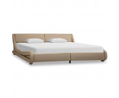 vidaXL Estructura de cama de cuero sintético color capuchino 180x200cm