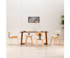 vidaXL Sillas de comedor 4 uds madera curvada y cuero sintético crema