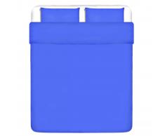vidaXL Set de funda de edredón algodón azul 200x200/60x70 cm