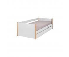 miliboo Cama nido blanco y madera 90 cm