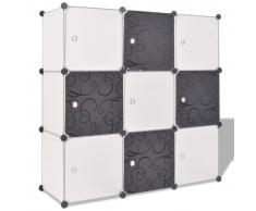 vidaXL Armario cubo organizador con 9 compartimentos negro y blanco