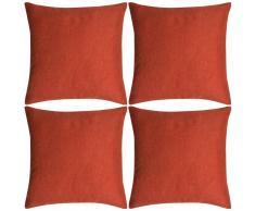 vidaXL Fundas de cojines 4 uds apariencia de lino terracota 80x80 cm