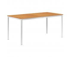 vidaXL Mesa comedor jardín madera acacia acero inoxidable 160x80x75 cm