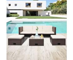 vidaXL Set muebles de jardín 4 piezas y cojines ratán sintético marrón