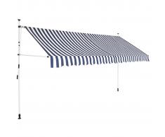 vidaXL Toldo manual retráctil 350 cm azul y blanco a rayas