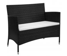 vidaXL Banco de jardín 106 cm ratán sintético negro