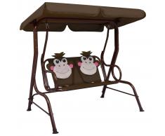 vidaXL Banco balancín para niños tela marrón 115x75x110 cm