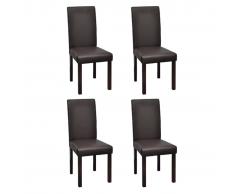 vidaXL Sillas de comedor 4 unidades cuero sintético marrón