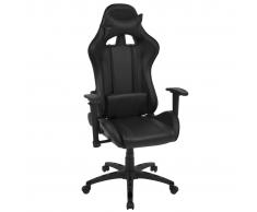 vidaXL Silla de escritorio reclinable Racing de cuero artificial negra