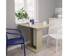 vidaXL Mesa de comedor de aglomerado blanco y roble Sonoma 80x80x75 cm