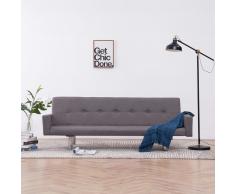 vidaXL Sofá cama con reposabrazos de poliéster gris taupe