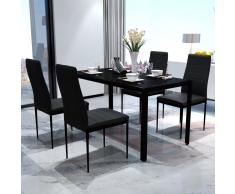 vidaXL Conjunto de mesa y sillas de comedor 5 piezas negro