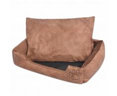 vidaXL Cama para perro con cojín PU cuero artificial talla S beige