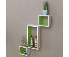 vidaXL Estanterías de cubos para pared 6 unidades blanco y verde