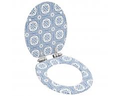 vidaXL Asiento inodoro WC tapa de cierre suave MDF diseño porcelana