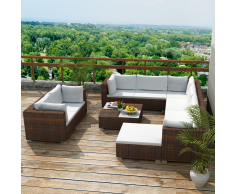 vidaXL Conjunto de sofás jardín 32 piezas poli ratán marrón