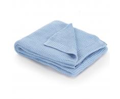 vidaXL Manta tejida de algodón 130x171 cm azul