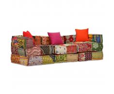 vidaXL Sofá cama modular de 3 plazas de tela Patchwork