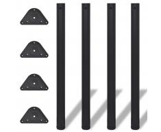 vidaXL 4 Patas de Mesa Regulables en Altura 870 mm (Color Negro)