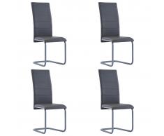 vidaXL Sillas de comedor 4 unidades cuero sintético gris