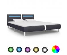 vidaXL Estructura de cama con LED cuero sintético negro 180x200 cm