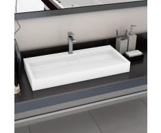 vidaXL Lavabo 100x46x11 cm resina mineral/mármol blanco