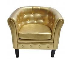 vidaXL Sillón con diseño de cubo cuero sintético dorado