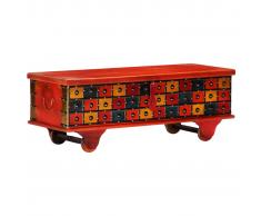 vidaXL Caja de almacenaje de madera maciza de acacia 110x40x40 cm rojo