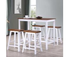 vidaXL Juego de mesa alta y taburete de cocina 5 pzas madera maciza