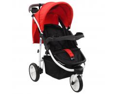 vidaXL Cochecito/Silla de paseo de 3 ruedas rojo y negro