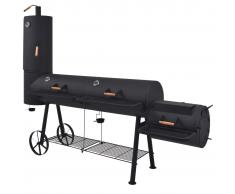 vidaXL Barbacoa ahumador fuerte de carbón estante inferior negro XXXL