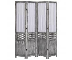vidaXL Biombo de 4 paneles de tela gris 140x165 cm
