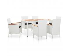 vidaXL Set de comedor de jardín 7 piezas ratán sintético blanco