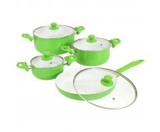 vidaXL Batería de cocina 8 piezas aluminio verde