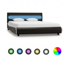 vidaXL Estructura cama y LED cuero sintético gris antracita 140x200 cm