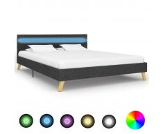 vidaXL Estructura de cama con LED tela gris oscuro 140x200 cm