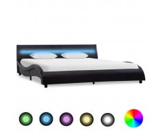 vidaXL Estructura de cama con LED cuero sintético negro 160x200 cm