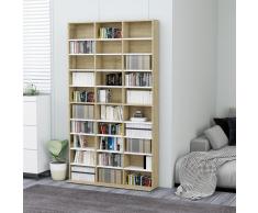 vidaXL Estantería de CD aglomerado blanco roble Sonoma 102x16x177,5 cm