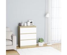 vidaXL Aparador de aglomerado blanco y roble Sonoma 60x35x76 cm