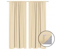 vidaXL Cortinas opacas 2 unidades doble capa 140x245 cm beis