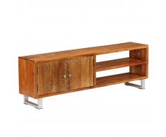 vidaXL Mueble para TV madera maciza puertas talladas 140x30x40 cm