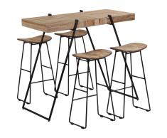 vidaXL Set mesa y sillas de bar 5 piezas madera de teca reciclada