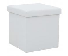 vidaXL Taburete almacenaje plegable cuero sintético blanco 38x38x38 cm