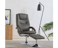 vidaXL Sillón reclinable con reposapiés cuero sintético gris
