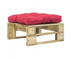 vidaXL Otomana de jardín de palés con cojín rojo de madera FSC verde